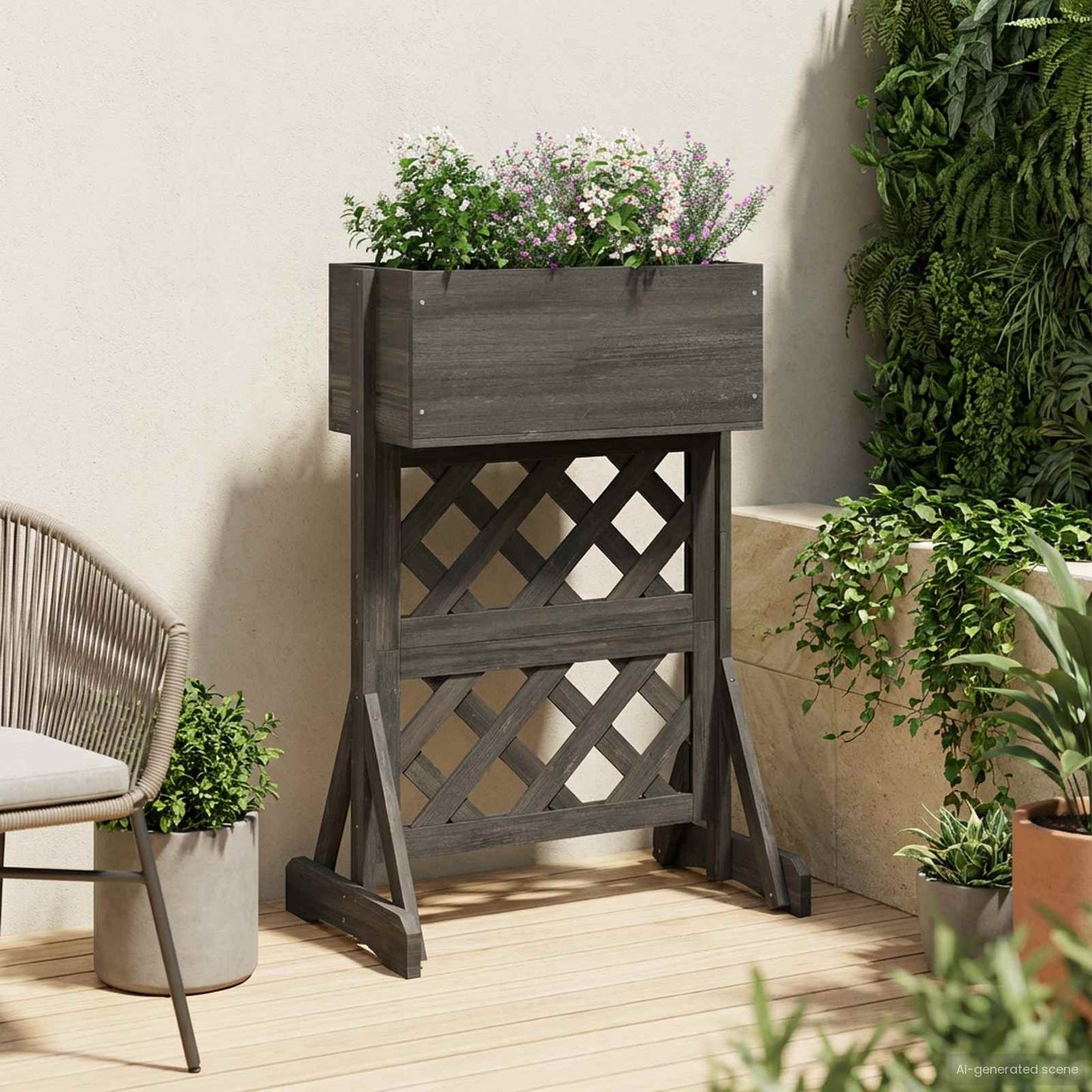 vidaXL Καθέτος κήπος με πέργκολα Γκρι 48 x 30 x 70,5 εκ