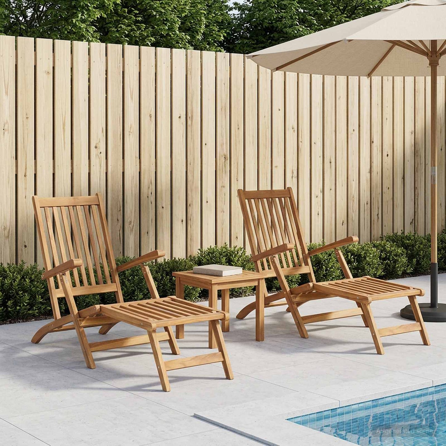 vidaXL Αναδιπλούμενη Πολυθρόνα Βεράντας 2 pcs Φυσικό Στερεό Ξύλο Τίκ