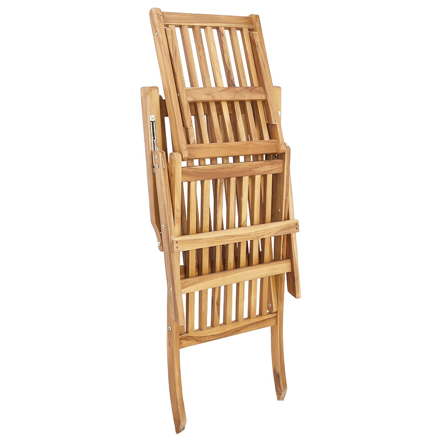 vidaXL Αναδιπλούμενη Πολυθρόνα Βεράντας 2 pcs Φυσικό Στερεό Ξύλο Τίκ