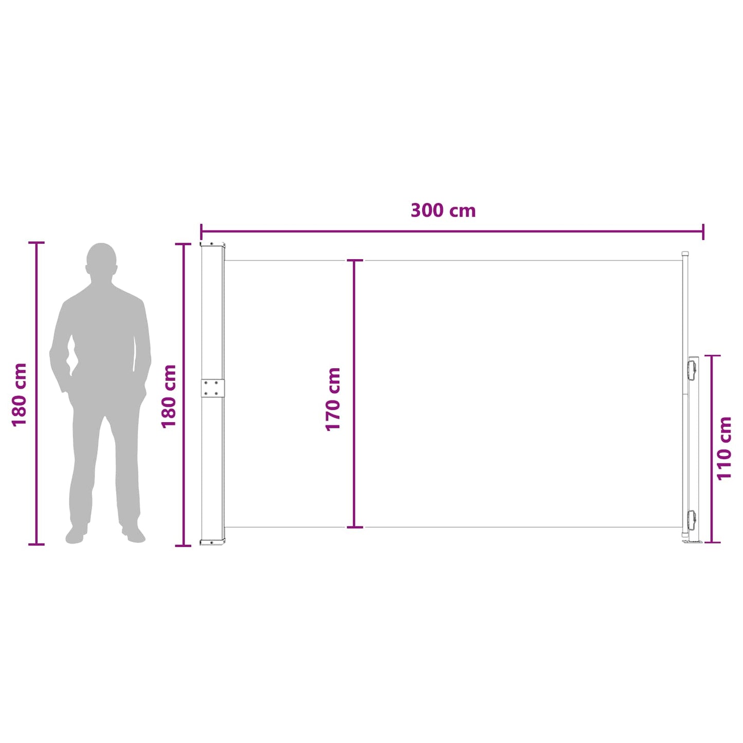 vidaXL Ανακλινόμενος Πλευρικός Απλώστρα 180 x 300 cm Πολυεστέρας
