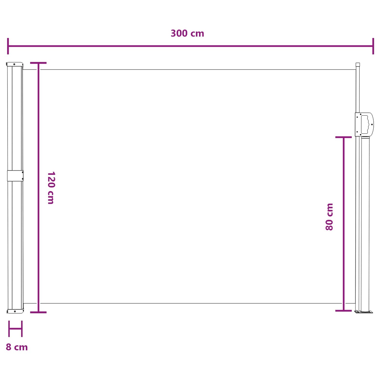 vidaXL Ανακλινόμενος Πλευρικός Απλώστρα 120 x 300 cm