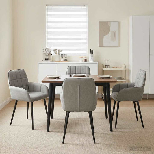 vidaXL Καρέκλες φαγητού 4 pcs Βελούδο Ανοιχτό γκρι 57 x 50 x 85 εκ.