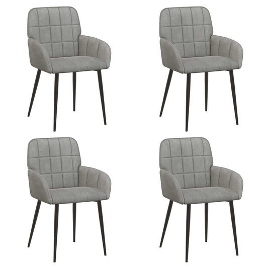 vidaXL Καρέκλες φαγητού 4 pcs Βελούδο Ανοιχτό γκρι 57 x 50 x 85 εκ.