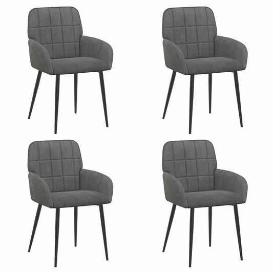 vidaXL Καρέκλες φαγητού 4 pcs Βελούδο Σκούρο Γκρι 57 x 50 x 85 εκ.
