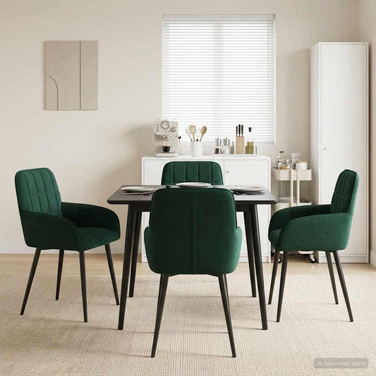vidaXL Καρέκλες φαγητού 4 pcs Βελούδο Σκούρο Πράσινο 57 x 50 x 85 εκ.