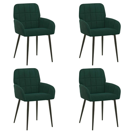 vidaXL Καρέκλες φαγητού 4 pcs Βελούδο Σκούρο Πράσινο 57 x 50 x 85 εκ.