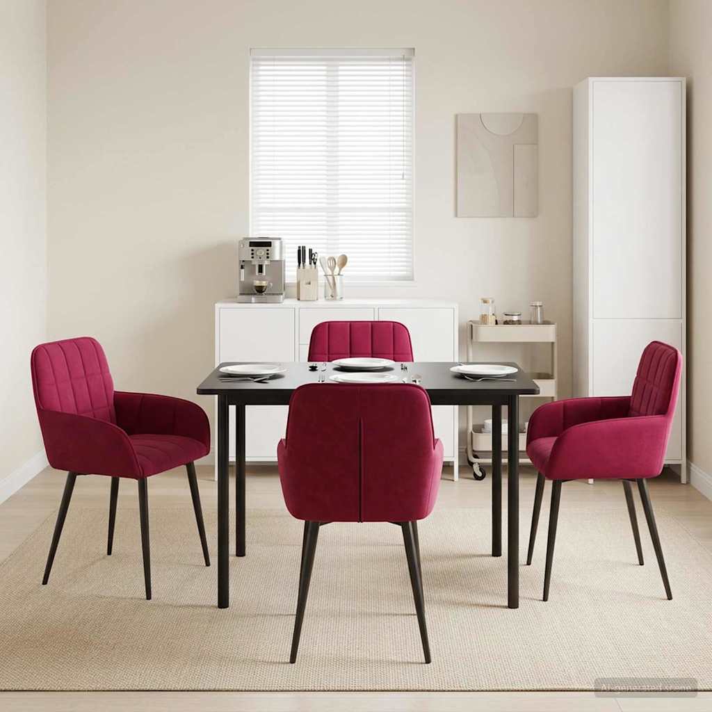vidaXL Καρέκλες φαγητού 4 pcs Βελούδο Κόκκινο 57 x 50 x 85 εκ.