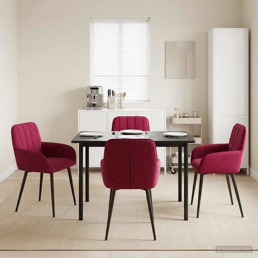 vidaXL Καρέκλες φαγητού 4 pcs Βελούδο Κόκκινο 57 x 50 x 85 εκ.