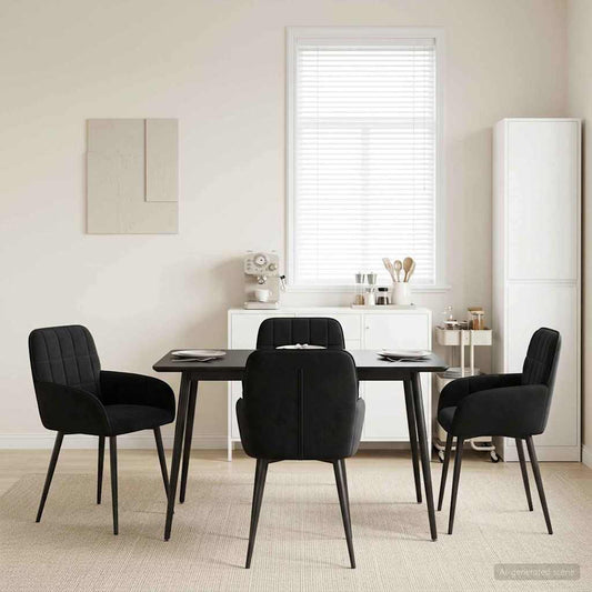 vidaXL Καρέκλες φαγητού 4 pcs Βελούδο Μαύρο 57 x 50 x 85 εκ.
