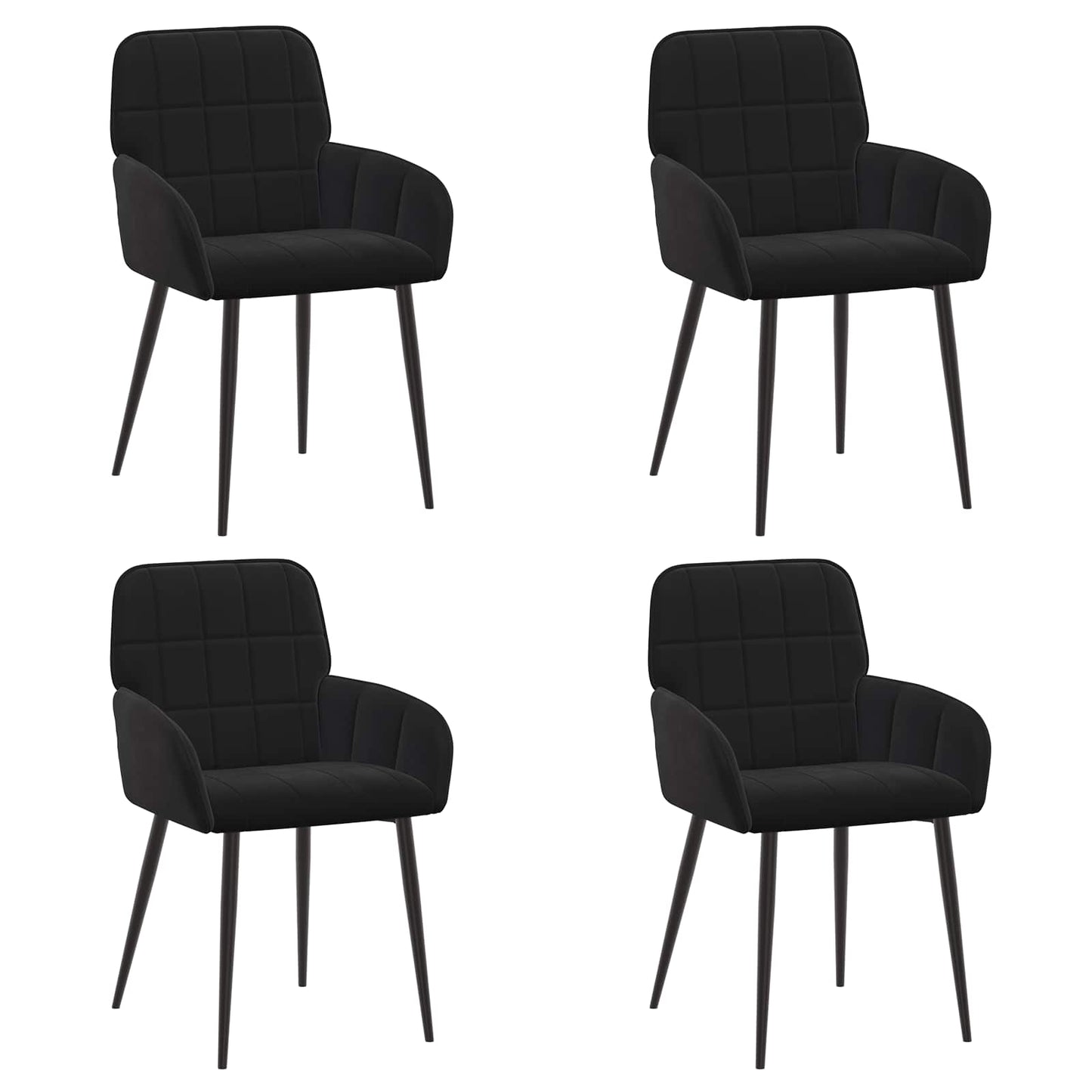 vidaXL Καρέκλες φαγητού 4 pcs Βελούδο Μαύρο 57 x 50 x 85 εκ.