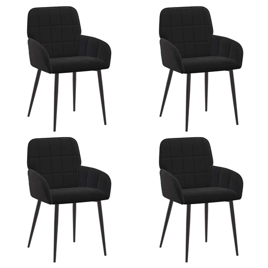 vidaXL Καρέκλες φαγητού 4 pcs Βελούδο Μαύρο 57 x 50 x 85 εκ.