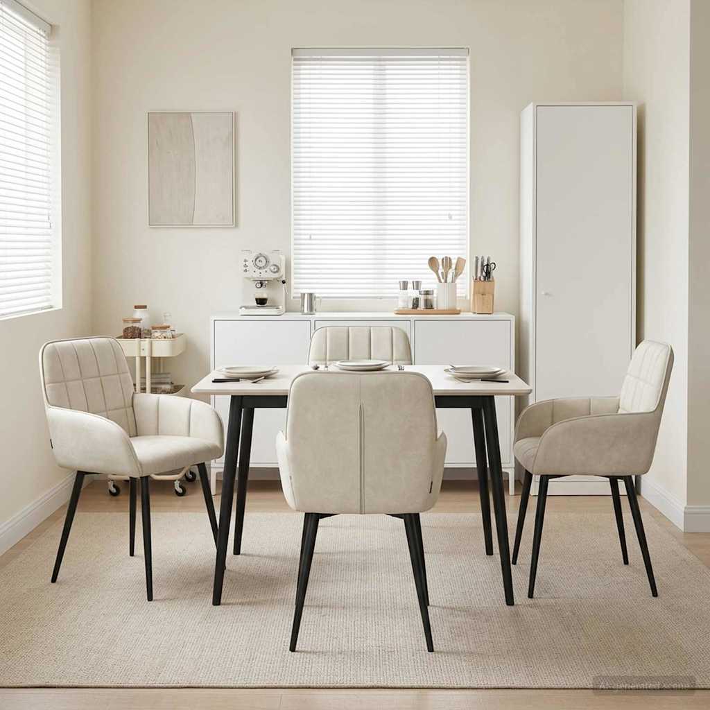 vidaXL Καρέκλες φαγητού 4 pcs Βελούδο Κρεμ 57 x 50 x 85 εκ.