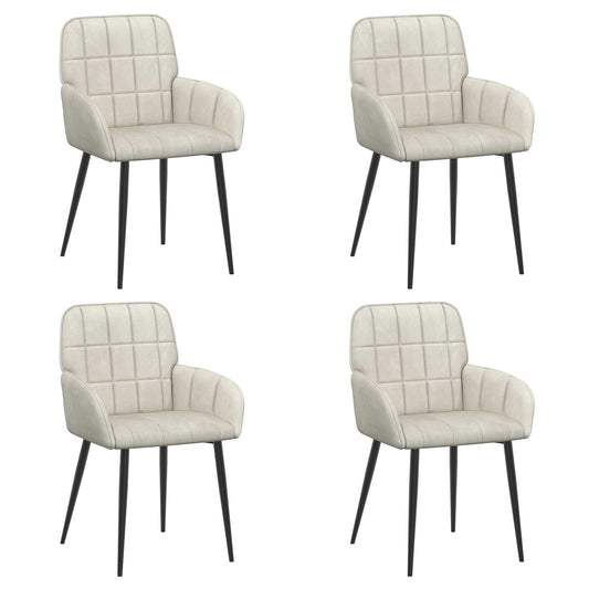 vidaXL Καρέκλες φαγητού 4 pcs Βελούδο Κρεμ 57 x 50 x 85 εκ.