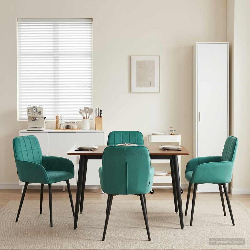 vidaXL Καρέκλες φαγητού 4 pcs Βελούδο Τιρκουάζ 57 x 50 x 85 εκ.