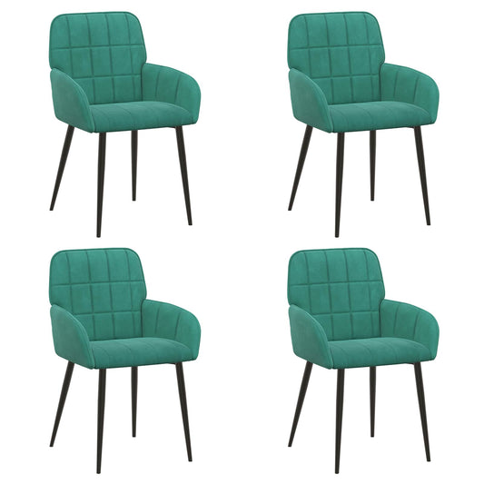 vidaXL Καρέκλες φαγητού 4 pcs Βελούδο Τιρκουάζ 57 x 50 x 85 εκ.
