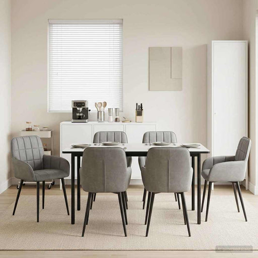 vidaXL Καρέκλες φαγητού 6 pcs Βελούδο Ανοιχτό γκρι 57 x 50 x 85 εκ.