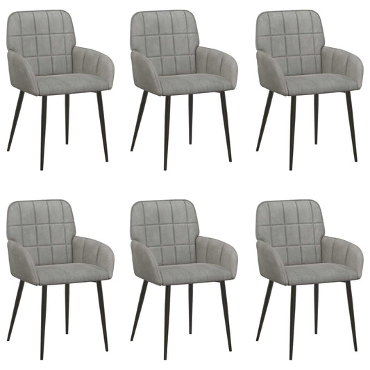 vidaXL Καρέκλες φαγητού 6 pcs Βελούδο Ανοιχτό γκρι 57 x 50 x 85 εκ.