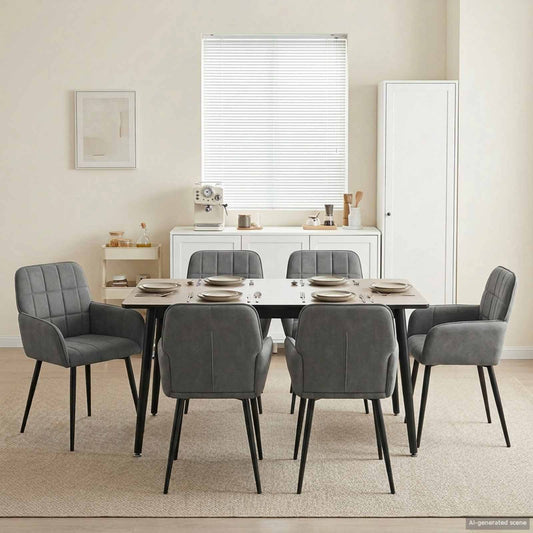vidaXL Καρέκλες φαγητού 6 pcs Βελούδο Σκούρο Γκρι 57 x 50 x 85 εκ.