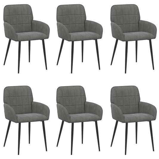 vidaXL Καρέκλες φαγητού 6 pcs Βελούδο Σκούρο Γκρι 57 x 50 x 85 εκ.