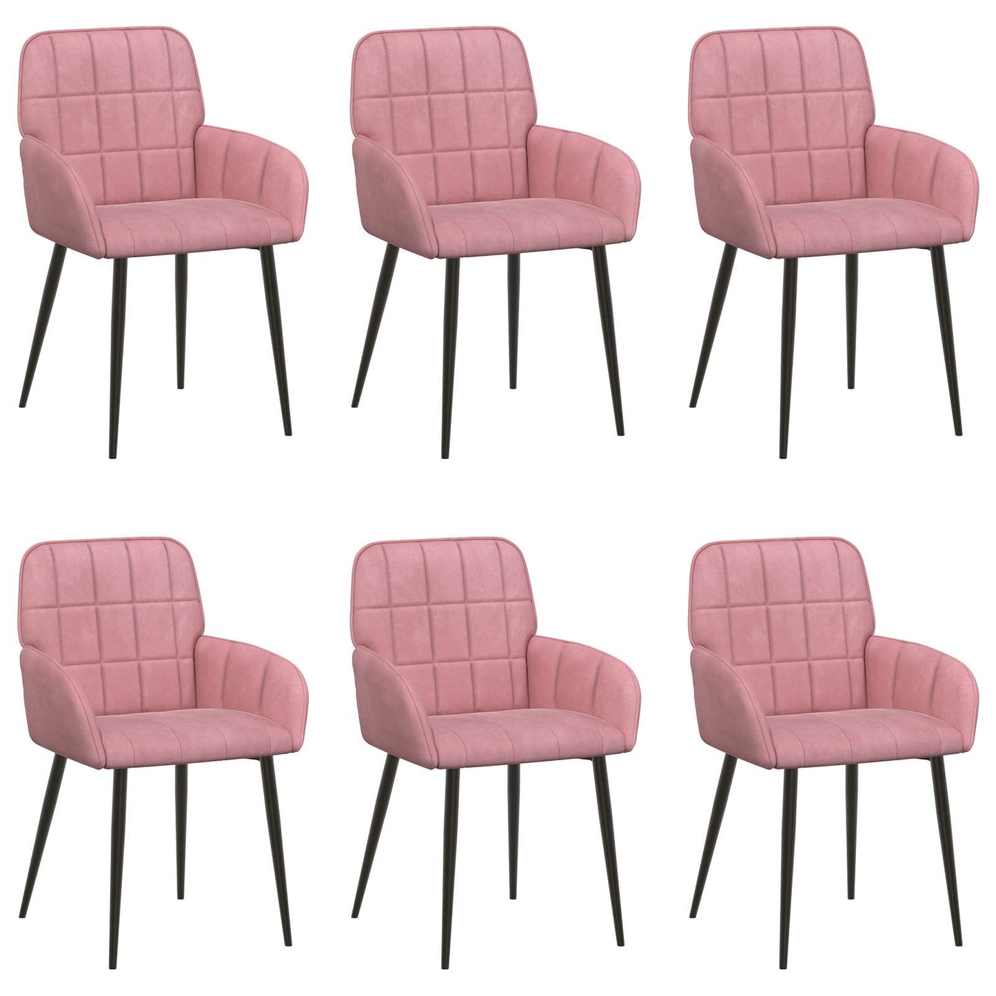 vidaXL Καρέκλες φαγητού 6 pcs Βελούδο Ροζ 57 x 50 x 85 εκ.