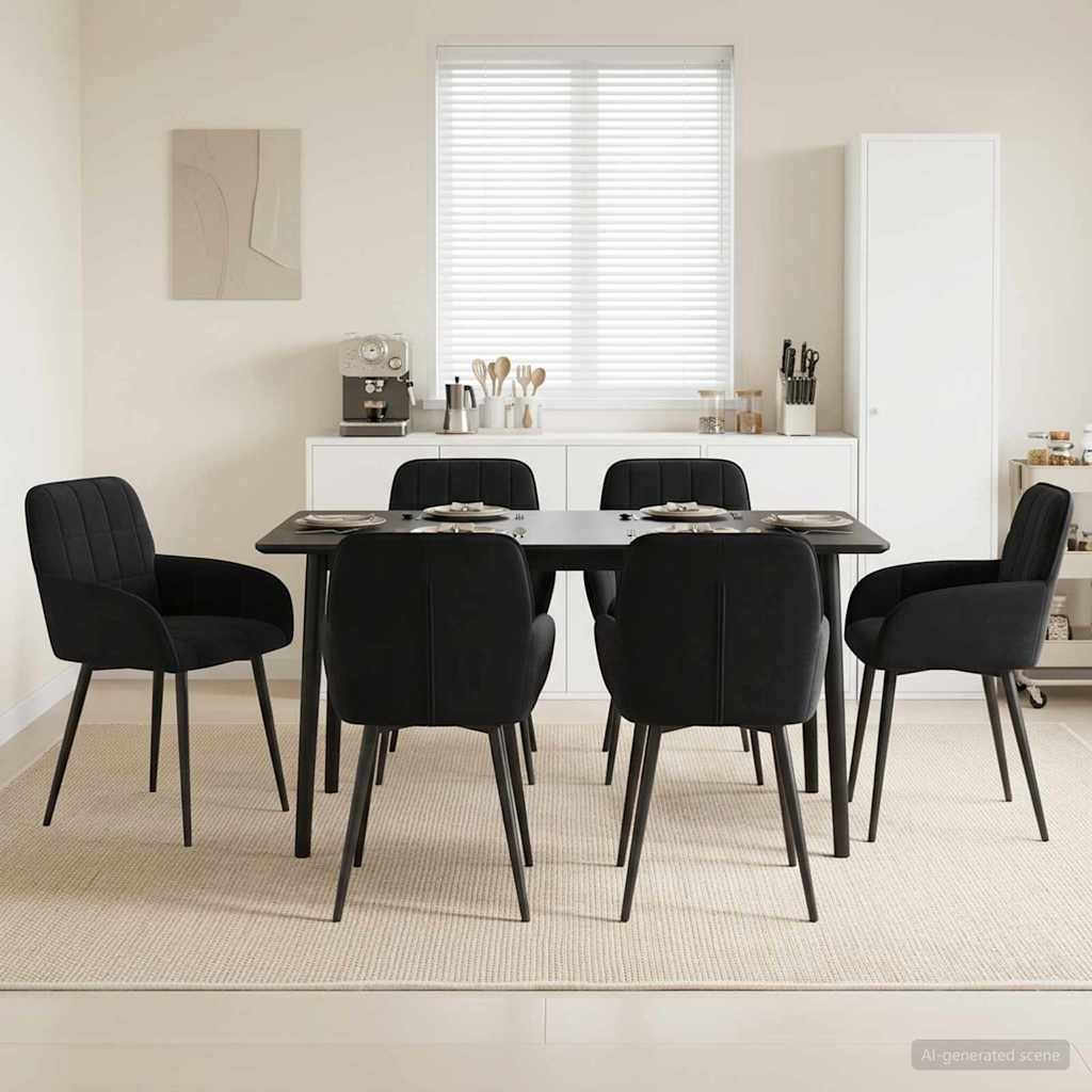 vidaXL Καρέκλες φαγητού 6 pcs Βελούδο Μαύρο 57 x 50 x 85 εκ.