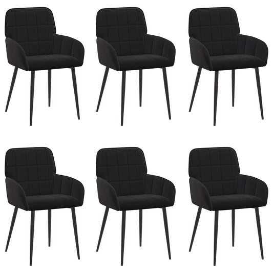 vidaXL Καρέκλες φαγητού 6 pcs Βελούδο Μαύρο 57 x 50 x 85 εκ.