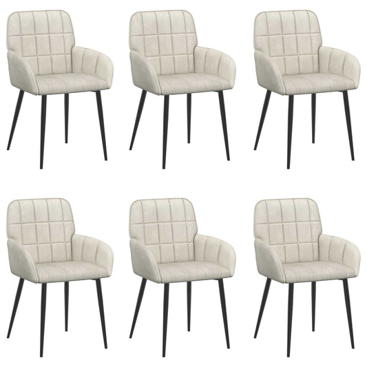 vidaXL Καρέκλες φαγητού 6 pcs Βελούδο Κρεμ 57 x 50 x 85 εκ.