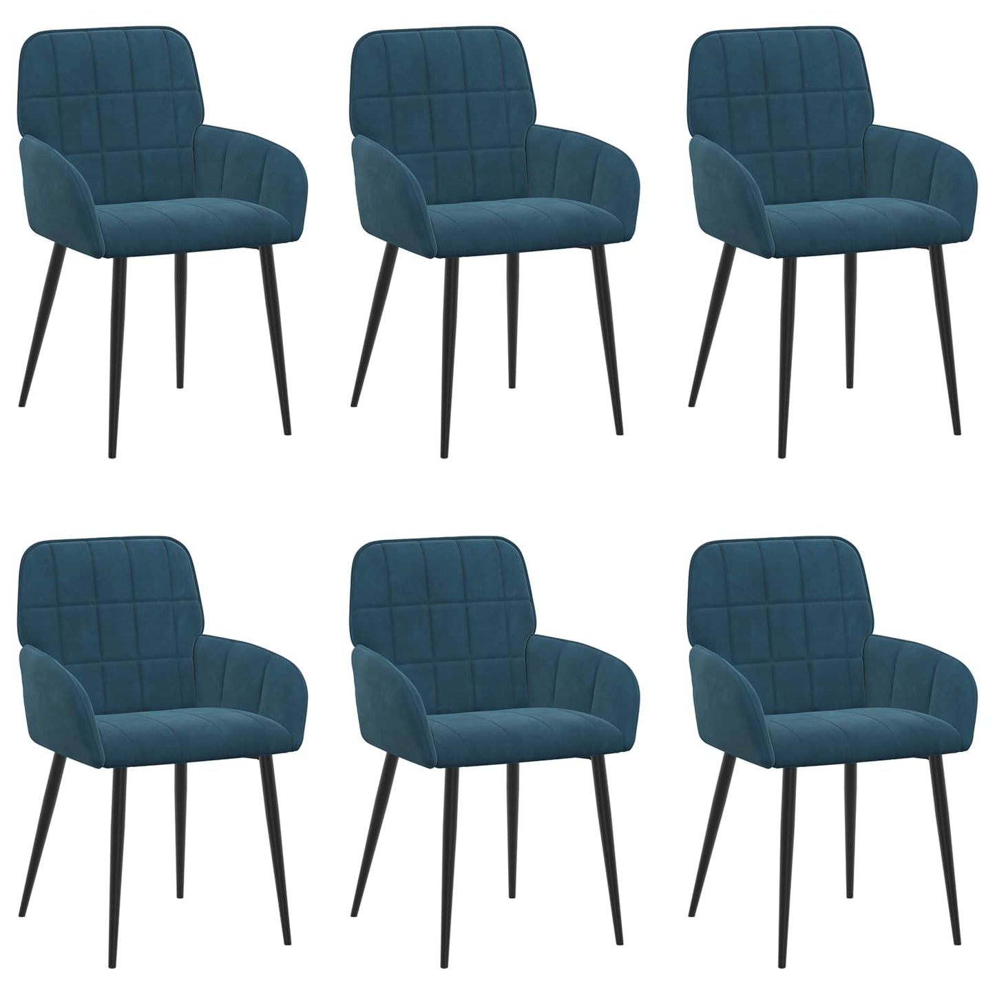 vidaXL Καρέκλες φαγητού 6 pcs Βελούδο Μπλε 57 x 50 x 85 εκ.