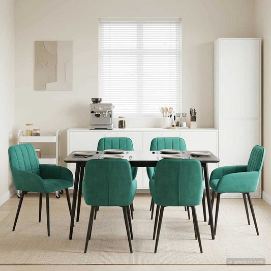 vidaXL Καρέκλες φαγητού 6 pcs Βελούδο Τιρκουάζ 57 x 50 x 85 εκ.