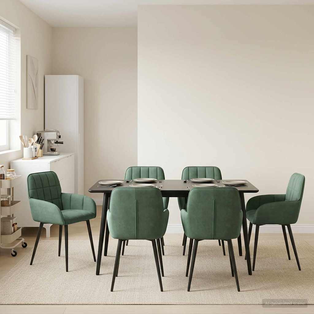 vidaXL Καρέκλες φαγητού 6 pcs Βελούδο Θαλασσί 57 x 50 x 85 εκ.