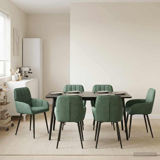 vidaXL Καρέκλες φαγητού 6 pcs Βελούδο Θαλασσί 57 x 50 x 85 εκ.