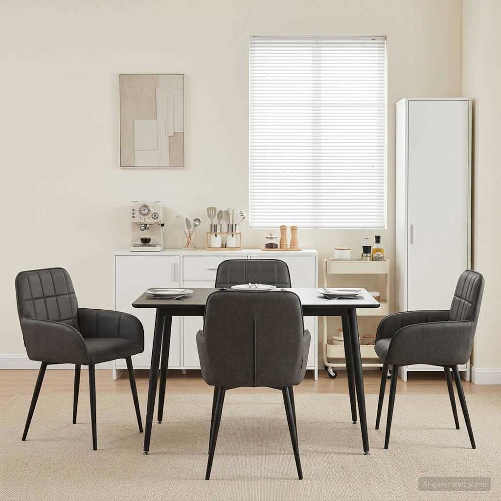 vidaXL Καρέκλες φαγητού 4 pcs Τεχνητό Δέρμα Μαύρο 57 x 50 x 85 εκ.