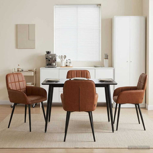 vidaXL Καρέκλες φαγητού 4 pcs Τεχνητό Δέρμα Καφέ 57 x 50 x 85 εκ.