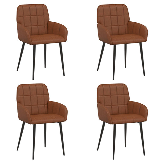 vidaXL Καρέκλες φαγητού 4 pcs Τεχνητό Δέρμα Καφέ 57 x 50 x 85 εκ.