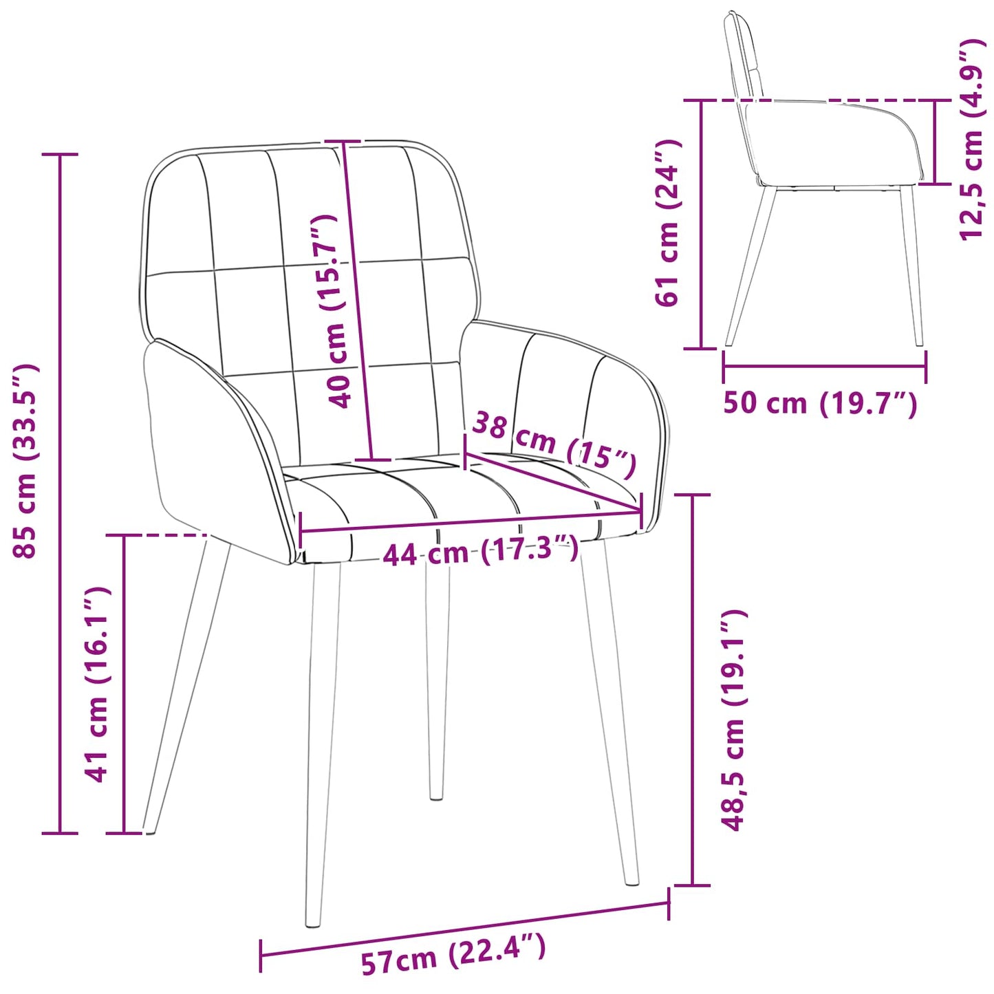 vidaXL Καρέκλες φαγητού 4 pcs Τεχνητό Δέρμα Καφέ 57 x 50 x 85 εκ.