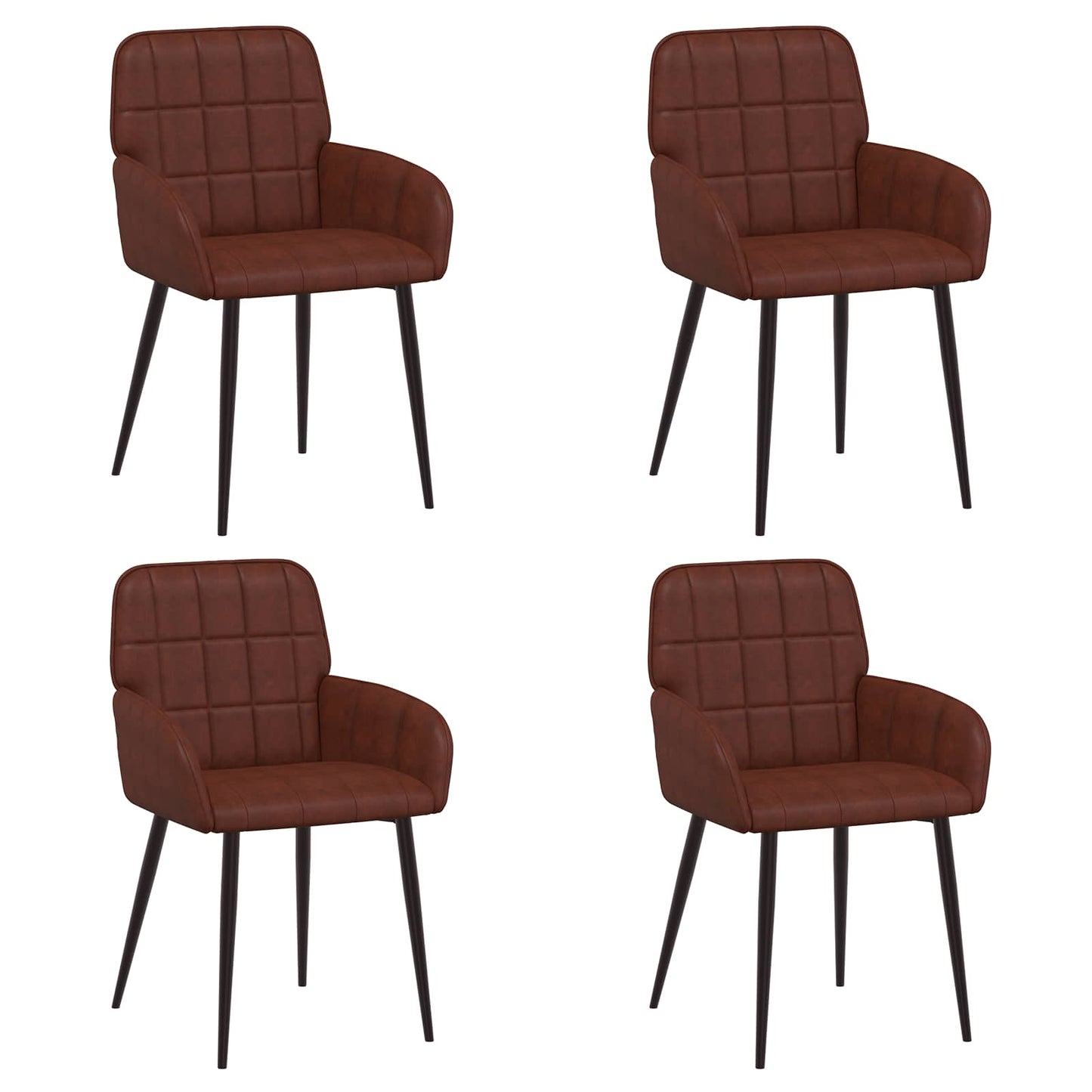 vidaXL Καρέκλες φαγητού 4 pcs Τεχνητό Δέρμα Γυαλιστερό Καφέ