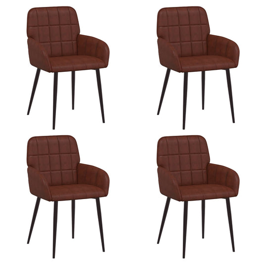 vidaXL Καρέκλες φαγητού 4 pcs Τεχνητό Δέρμα Γυαλιστερό Καφέ