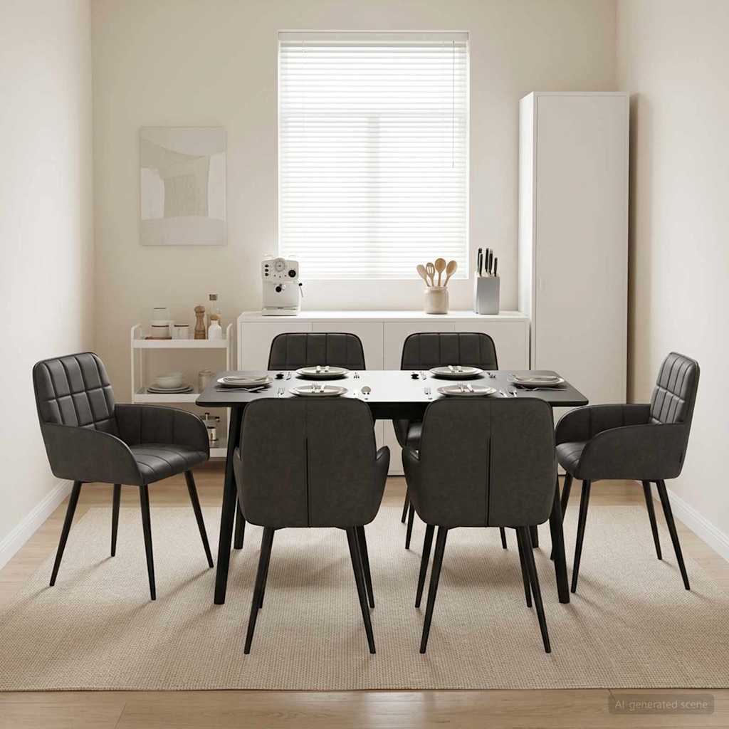 vidaXL Καρέκλες φαγητού 6 pcs Τεχνητό Δέρμα Μαύρο 57 x 50 x 85 εκ.
