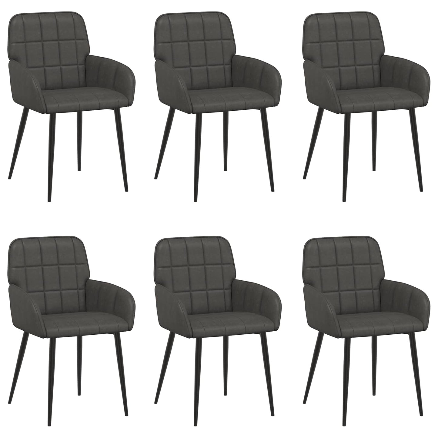 vidaXL Καρέκλες φαγητού 6 pcs Τεχνητό Δέρμα Μαύρο 57 x 50 x 85 εκ.