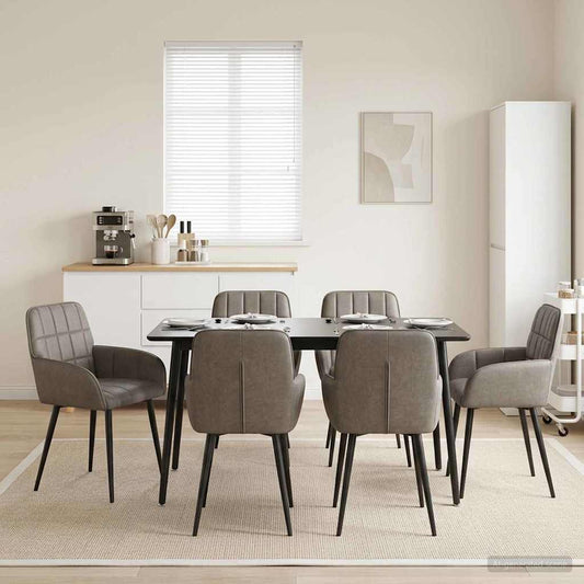 vidaXL Καρέκλες φαγητού 6 pcs Τεχνητό Δέρμα Γκρι 57 x 50 x 85 εκ.