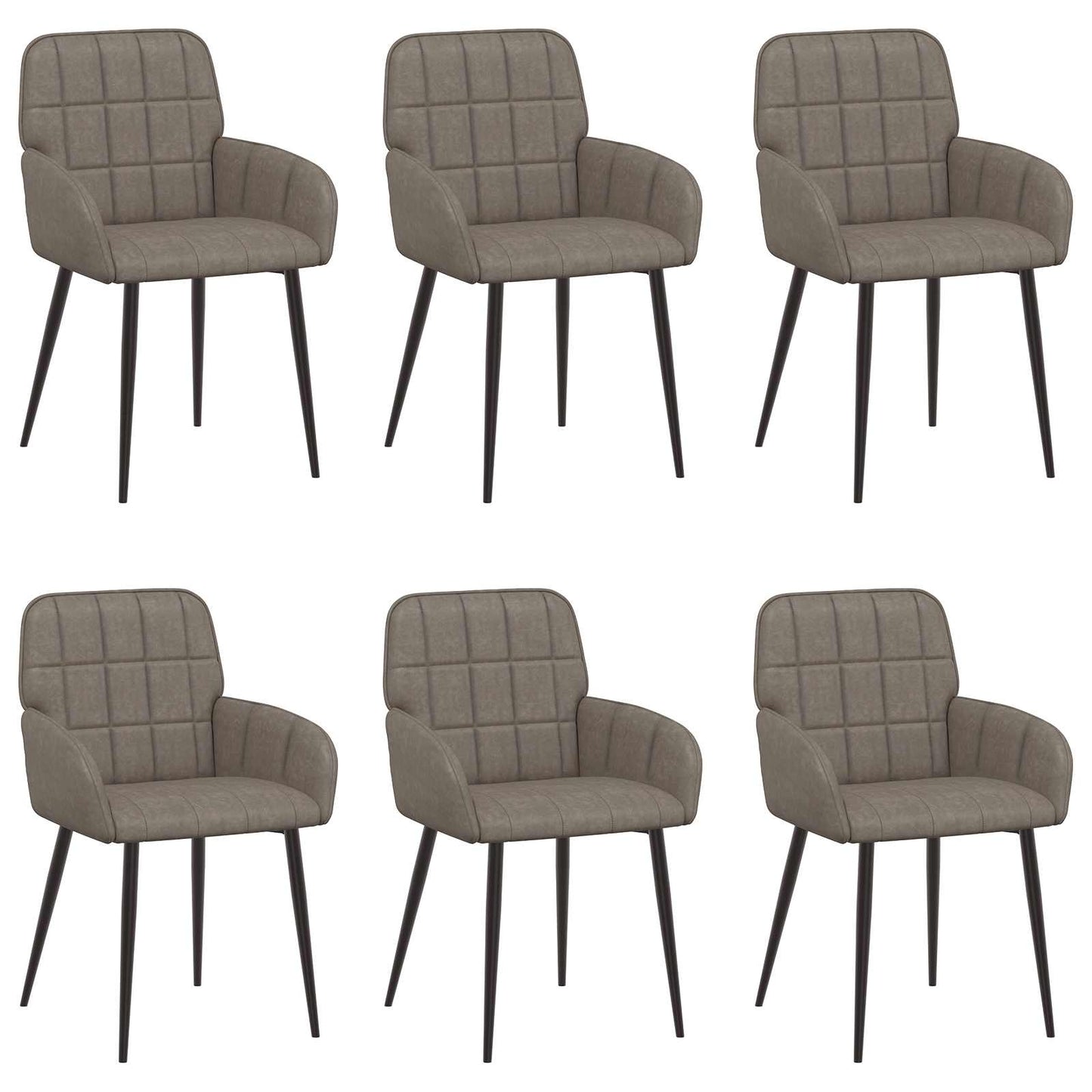vidaXL Καρέκλες φαγητού 6 pcs Τεχνητό Δέρμα Γκρι 57 x 50 x 85 εκ.