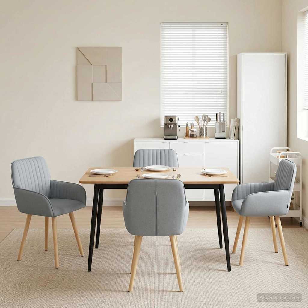 vidaXL Καρέκλες φαγητού 4 pcs Ύφασμα Ανοιχτό γκρι 56,5 x 50 x 87,5 εκ.