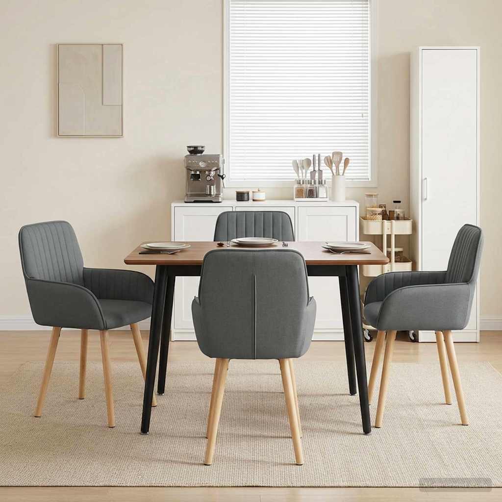 vidaXL Καρέκλες φαγητού 4 pcs Ύφασμα Σκούρο Γκρι 56,5 x 50 x 87,5 εκ.