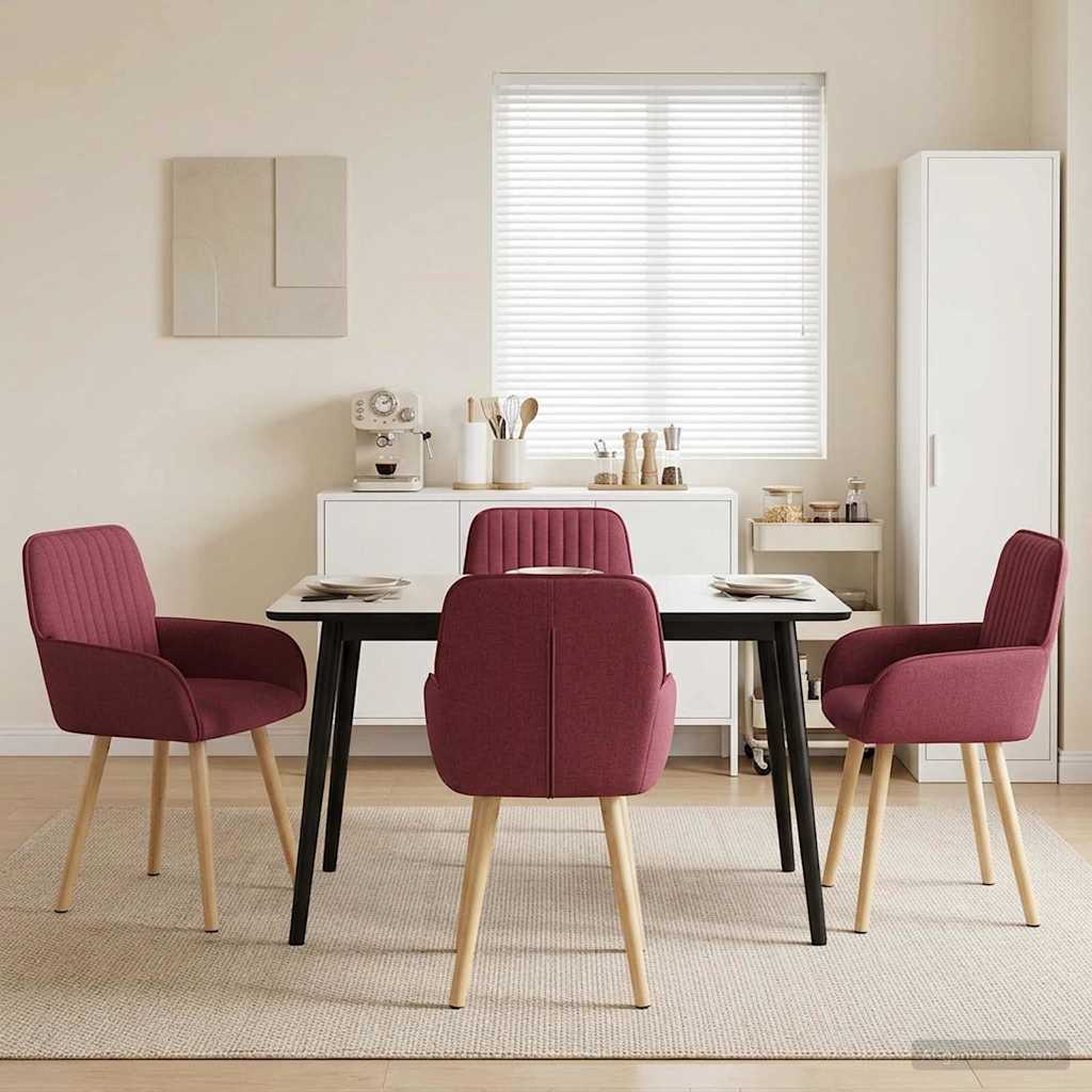 vidaXL Καρέκλες φαγητού 4 pcs Ύφασμα Κόκκινο 56,5 x 50 x 87,5 εκ.