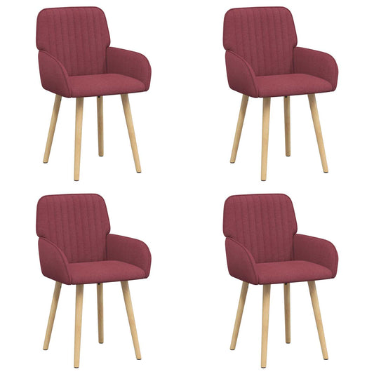 vidaXL Καρέκλες φαγητού 4 pcs Ύφασμα Κόκκινο 56,5 x 50 x 87,5 εκ.