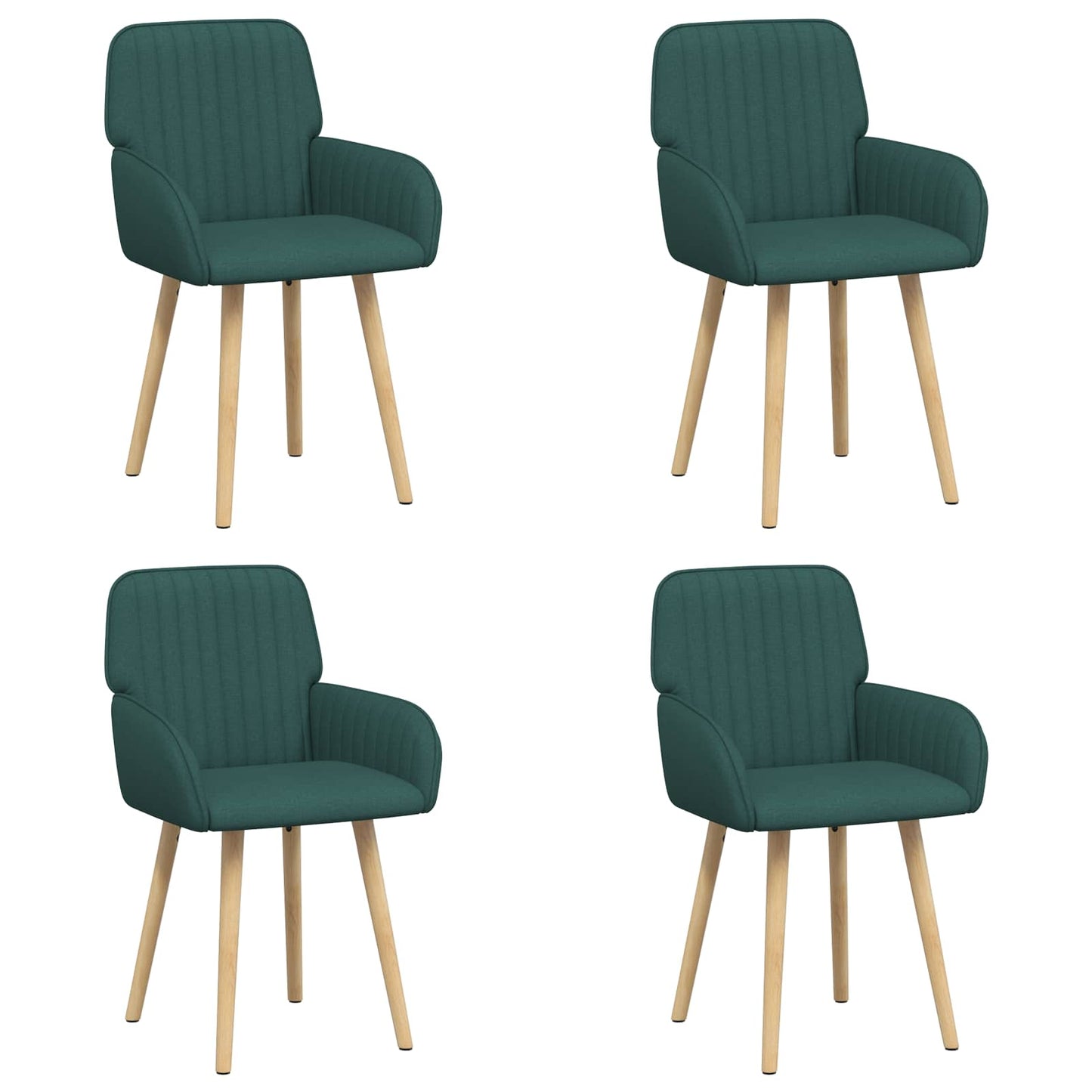 vidaXL Καρέκλες φαγητού 4 pcs Ύφασμα Σκούρο Πράσινο