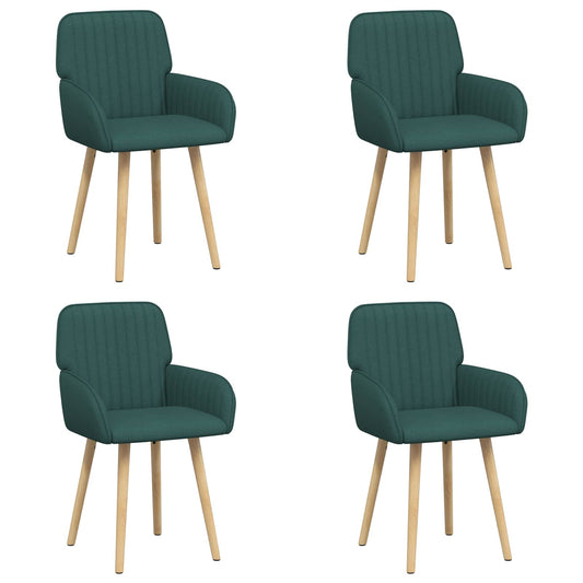 vidaXL Καρέκλες φαγητού 4 pcs Ύφασμα Σκούρο Πράσινο