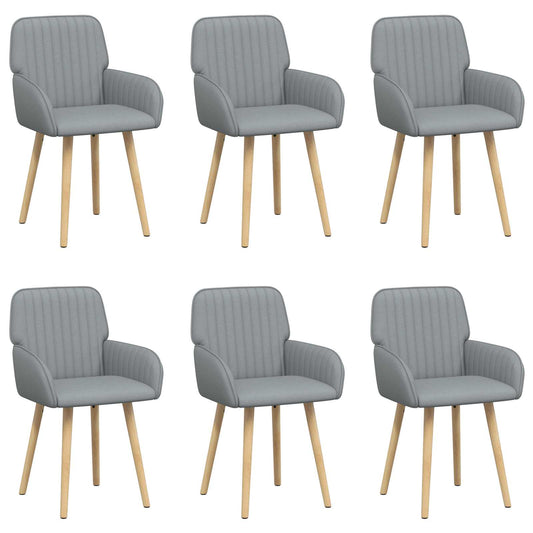 vidaXL Καρέκλες φαγητού 6 pcs Ύφασμα Ανοιχτό γκρι 56,5 x 50 x 87,5 εκ.