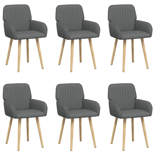 vidaXL Καρέκλες φαγητού 6 pcs Ύφασμα Σκούρο Γκρι 56,5 x 50 x 87,5 εκ.