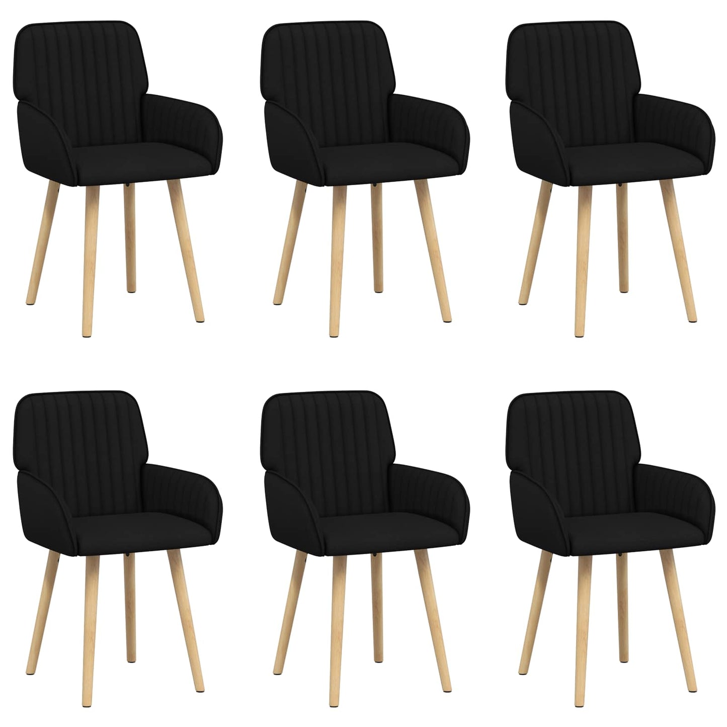 vidaXL Καρέκλες φαγητού 6 pcs Ύφασμα Μαύρο 56,5 x 50 x 87,5 εκ.